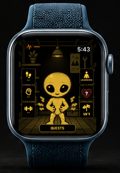 Make Life a Game on Apple Watch with its Cosmic Grey avatar and square dashboard tiles